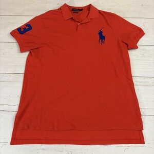 Polo Ralph Lauren Polo Shirt Big Pony Custom Fit Mens XL Red Short Sleeve